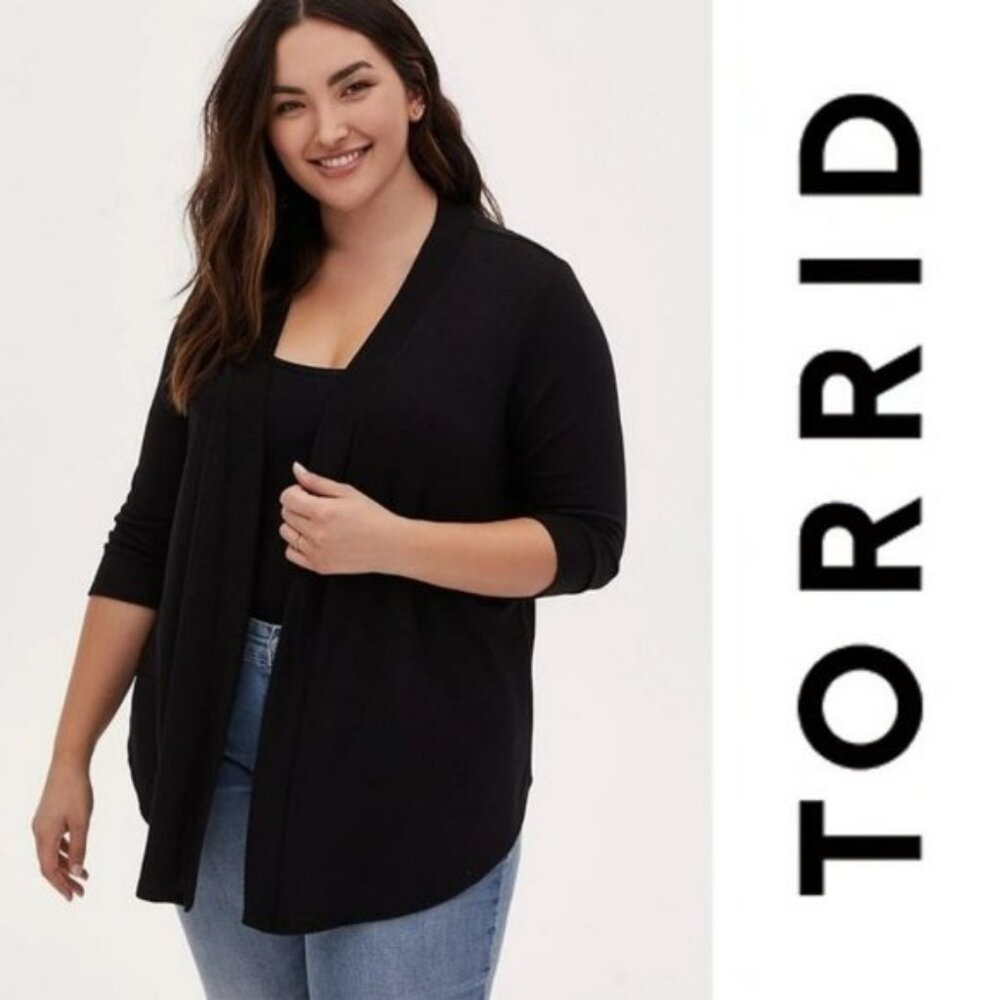 Torrid | Black Open Front Button Cardigan | Size 2